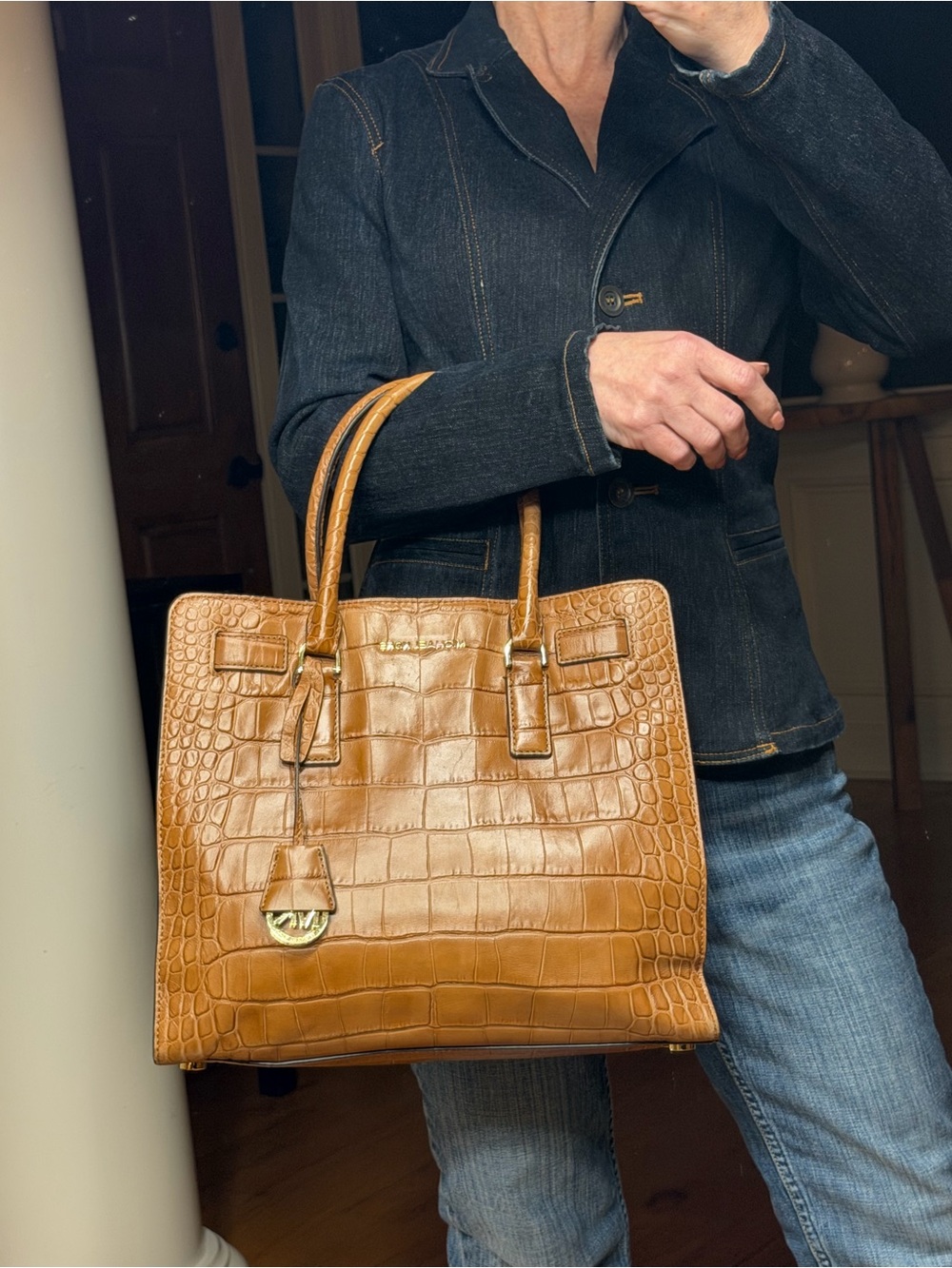 Michael Michael Kors 2010’s Old Money British Tan Croc Leather Satchel (VGUC)